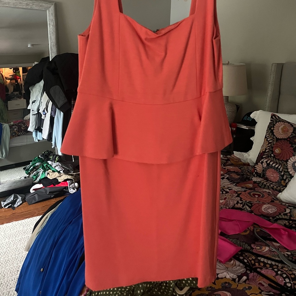 Alice and Olivia coral peplum dress
